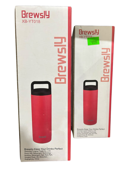 Brewsly, Hot & Cold, Stainless, Water Bottle, Steel, Double Insulated, Pink, XB-YT018 - Freeman Liquidators