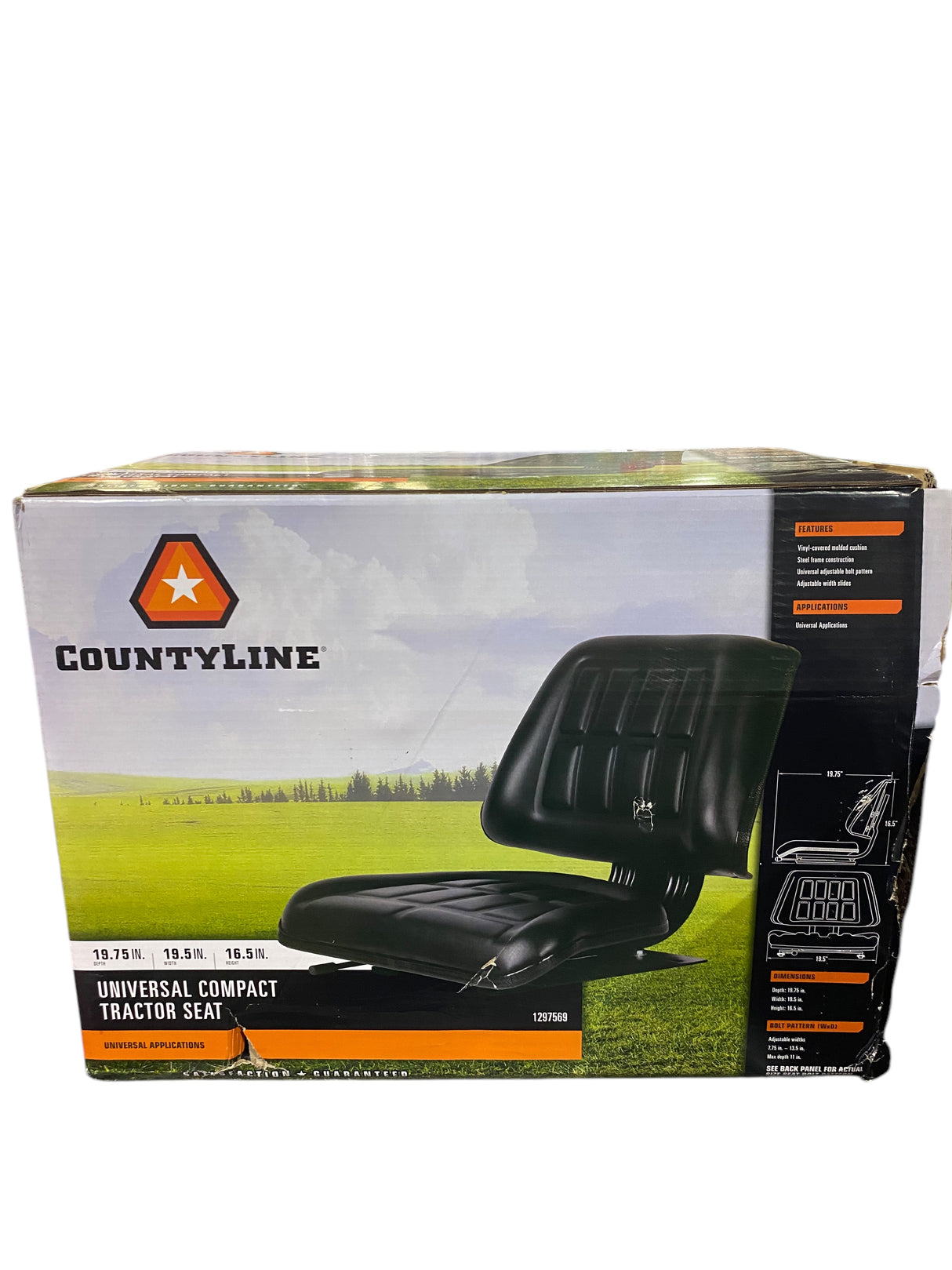 CountyLine, 16.5 in. Universal, Compact, Tractor, Seat, Black, Model 1297569 - Freeman Liquidators