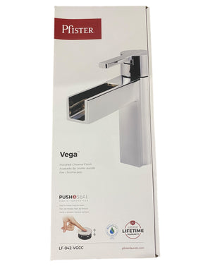 Pfister, LF-042-VGCC, Vega, Single, Control, 4 Inch, Centerset, Bathroom, Faucet, Polished Chrome, Water-Efficient Model - Freeman Liquidators