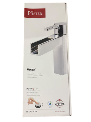 Pfister, LF-042-VGCC, Vega, Single, Control, 4 Inch, Centerset, Bathroom, Faucet, Polished Chrome, Water-Efficient Model - Freeman Liquidators