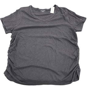 Lane Bryant, Women's, Short-Sleeve, V-Neck, Side-Ruched, Tee, Black - Freeman Liquidators