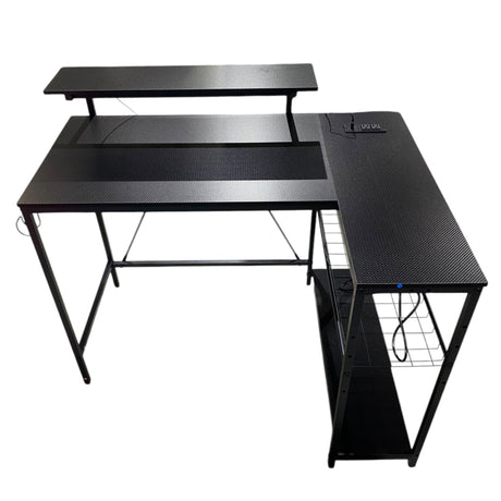 Gaming Desk, Power Outlets, 42", L-Shaped, LED Lights, Black, In Store Pickup Only - Freeman Liquidators
