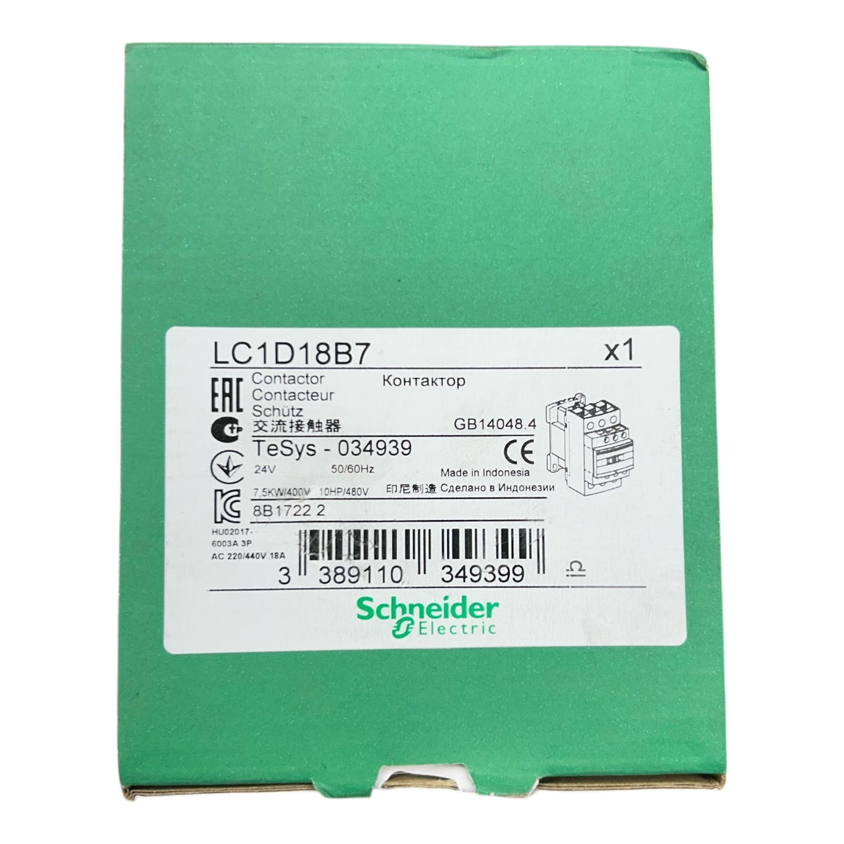 Schneider Electric, LC1D18B7, IEC Contactor, 18A, 10HP at 480VAC - Freeman Liquidators - [product_description] - Contactors