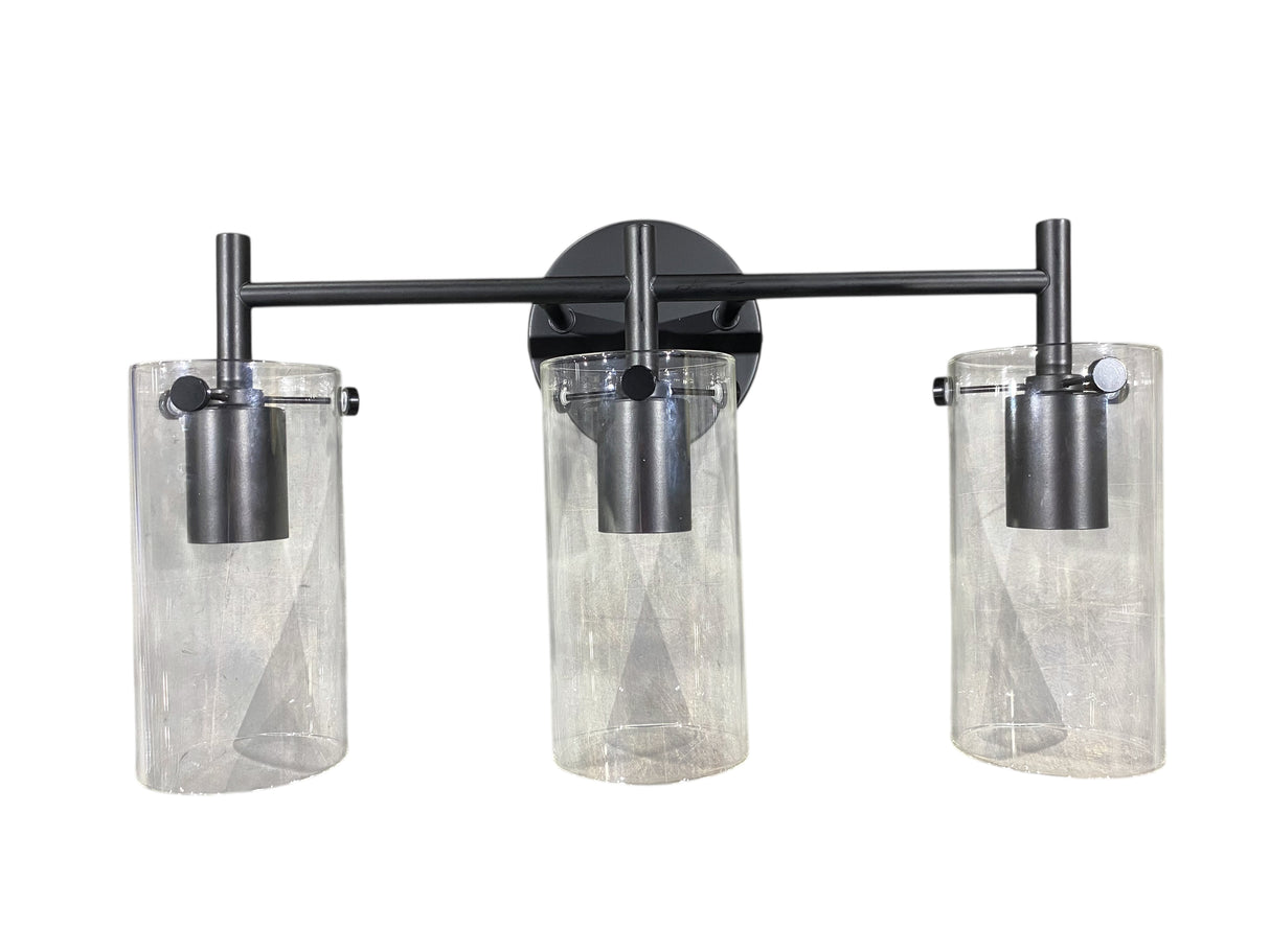‎Zarbitta, 3 Light, Bathroom, Vanity, Light Fixture, Black Matte, Clear Glass, Shade - Freeman Liquidators - [product_description] - Indoor Lighting
