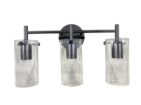 ‎Zarbitta, 3 Light, Bathroom, Vanity, Light Fixture, Black Matte, Clear Glass, Shade - Freeman Liquidators - [product_description] - Indoor Lighting