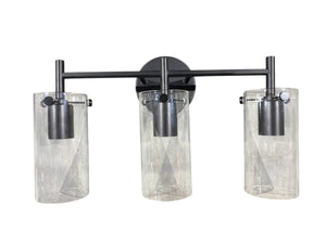 ‎Zarbitta, 3 Light, Bathroom, Vanity, Light Fixture, Black Matte, Clear Glass, Shade - Freeman Liquidators - [product_description] - Indoor Lighting