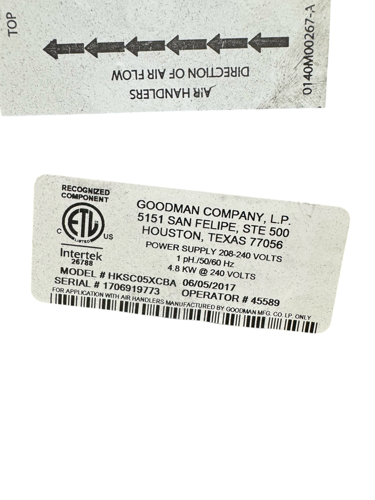 Goodman, HKSC05XCBA, 5 kW, 16,200 BTU, Heater Coil - Freeman Liquidators - [product_description] - Coils