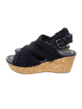 Maurices, SuperCush, Charlotte, Crochet, Cork Wedge, Black - Freeman Liquidators - [product_description] - Women's Shoes
