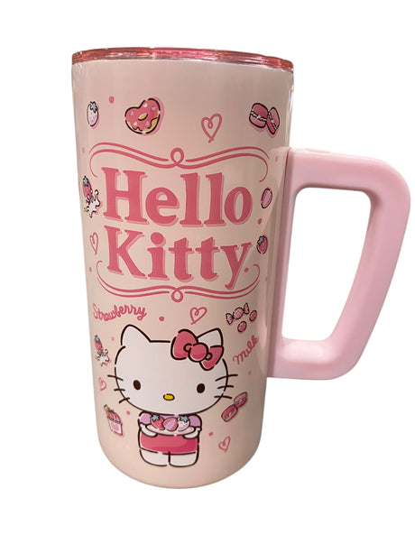 Hello Kitty, Double Wall, Stainless Steel, Coffee Mug, Travel Handle, 15oz - Freeman Liquidators - [product_description] - Coffee Mug