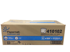 Papernet, 410102, Hardwound, Roll Towel, 800 ft, White, 6 Rolls/Case - Freeman Liquidators - [product_description] - Paper Towels