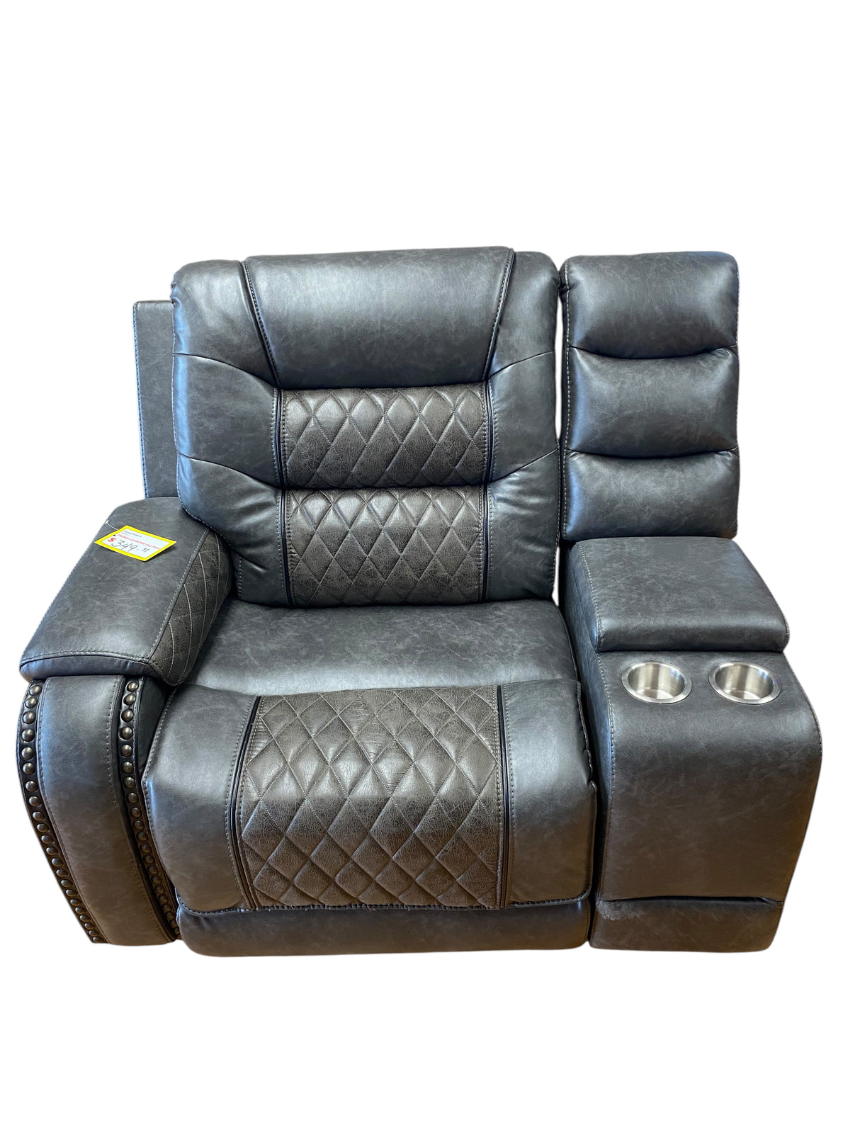 Sectional Recliner, Console, Grey, Leather, IN STORE PICKUP ONLY - Freeman Liquidators - [product_description] - FURNITURE
