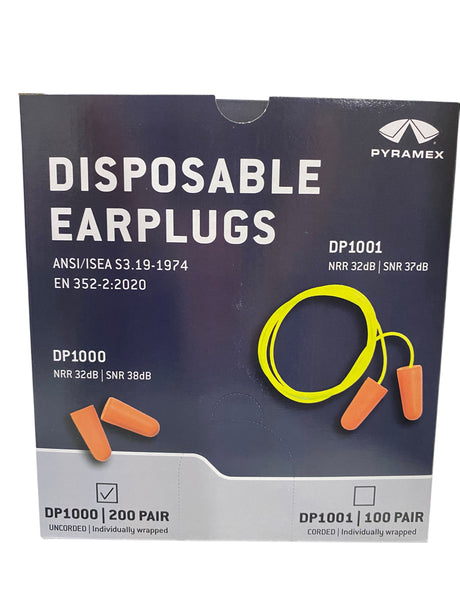 Pyramex, DP1000, Disposable, Uncorded, Earplugs, Box of 200 - Freeman Liquidators - [product_description] - EARPLUGS