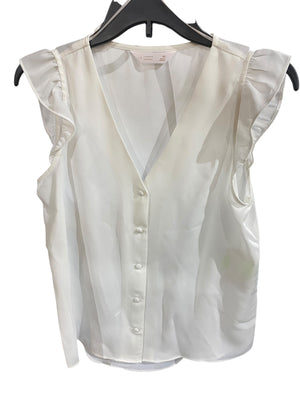 Lauren Conrad, Women's, Ruffle Shoulder, V-Neck Tank, X-Small, White Knight - Freeman Liquidators - [product_description] - Women's Clothing
