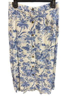 Lauren Conrad, Women's, Button Front, Midi Skirt, Blue Tropical - Freeman Liquidators - [product_description] - Women's Clothing