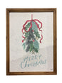 Creative Co Op, Wood Framed, Merry Christmas, Wall Décor, Holly, Bow - Christmas Decor - Freeman Liquidators - [product_description]