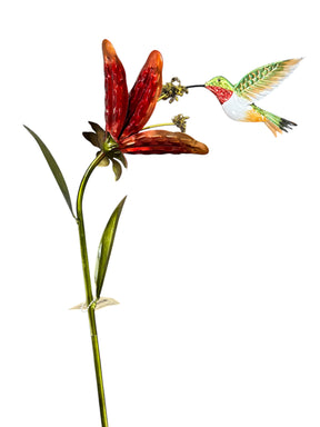 Regal Art, Hummingbird, Flower Stake, Ruby Throated, 44" - Lawn Decor - Freeman Liquidators - [product_description]