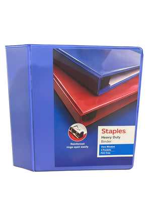 Staples, Heavy Duty, 5", 3 Ring, View, D Ring, Binder, Periwinkle