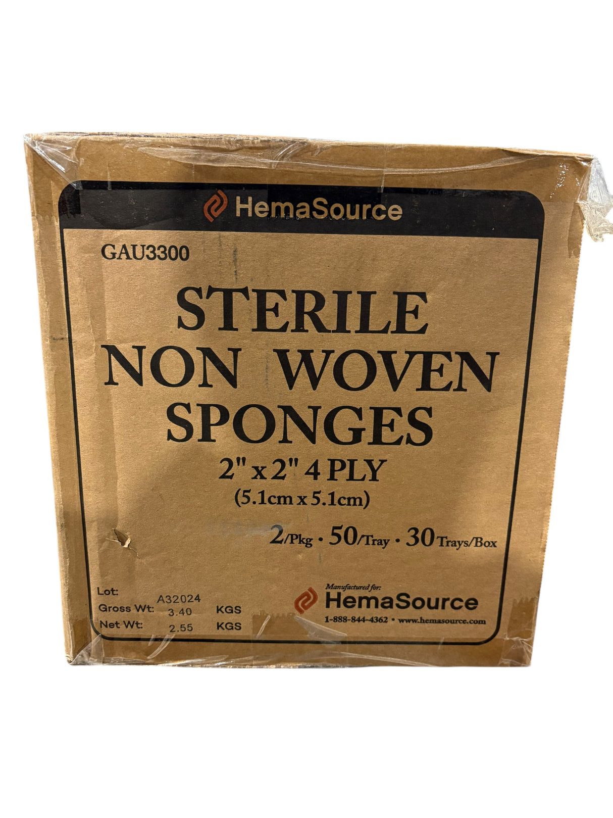 HemaSource, GAU3300, 2"x2", 4 Ply, Sterile, Non Woven, Sponges, Case of 1500 - medical - Freeman Liquidators - [product_description]