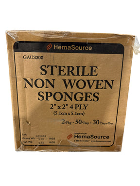 HemaSource, GAU3300, 2"x2", 4 Ply, Sterile, Non Woven, Sponges, Case of 1500 - medical - Freeman Liquidators - [product_description]