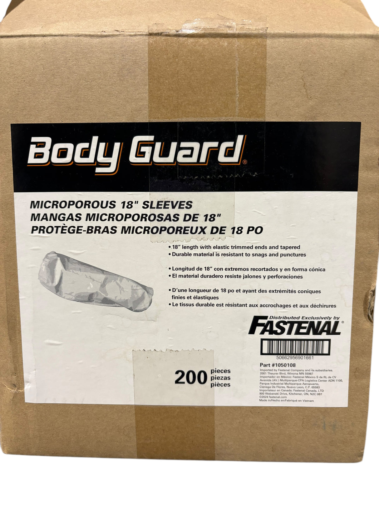 Fastenal, 18", White, Micro Porous, Disposable, Body Guard, Elastic, Sleeve, Case of 200 - Safety Equipment - Freeman Liquidators - [product_description]