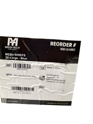 Medi-Tech, MB16100, Mesh Briefs, 3X Large, Blue, Case of 100