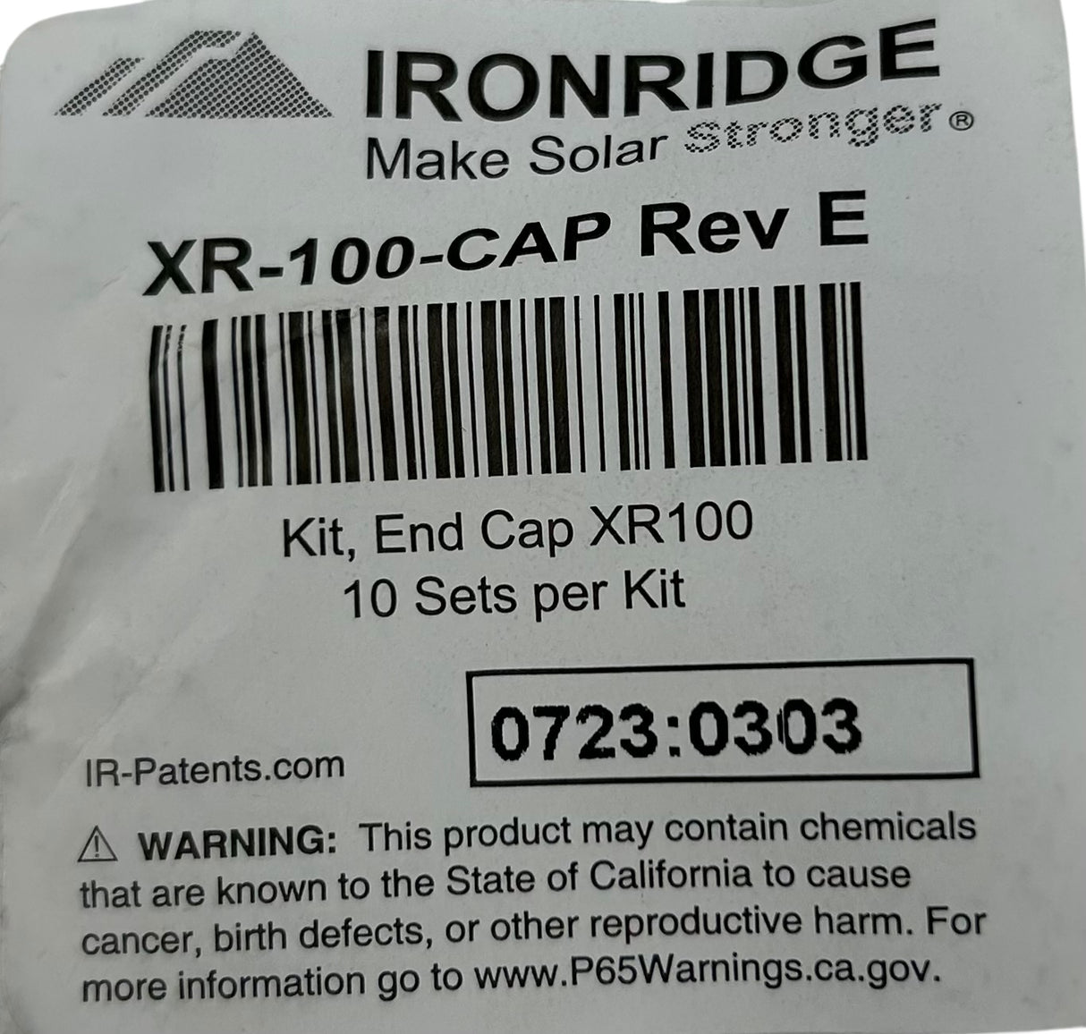 IRONRIDGE, ZR-100, END CAP REV E, SET OF 10 L/R - Image 1