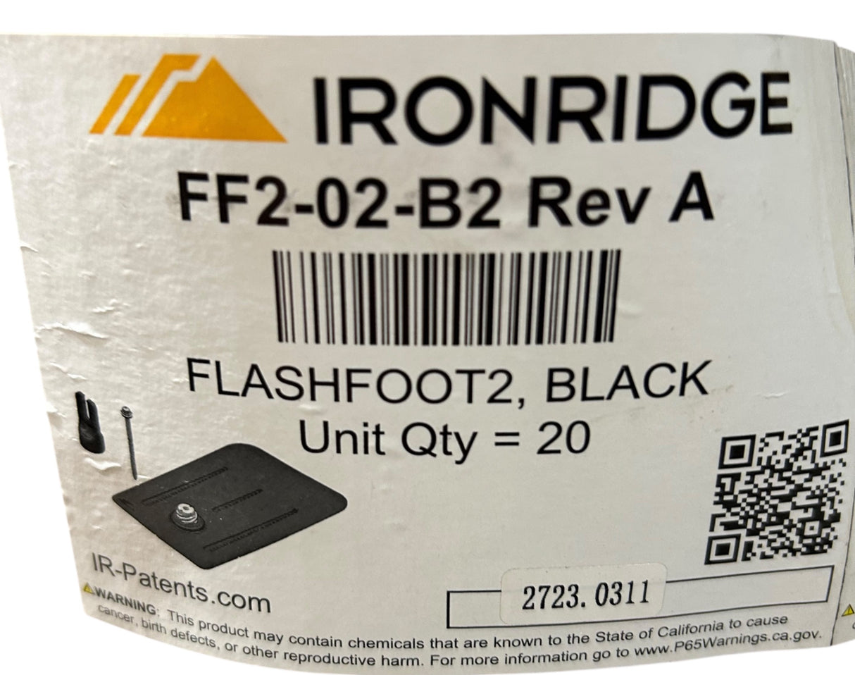 IRONRIDGE, FF2-02-B2, REV A, FLASHFOOT2, BLACK - Image 1
