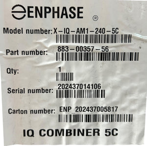 Enphase, IQ Combiner 5C, Pre‑Wired Smart Combiner, with IQ Gateway, Cellular Modem, CTs (P/N 883‑00357‑56) - Image 1