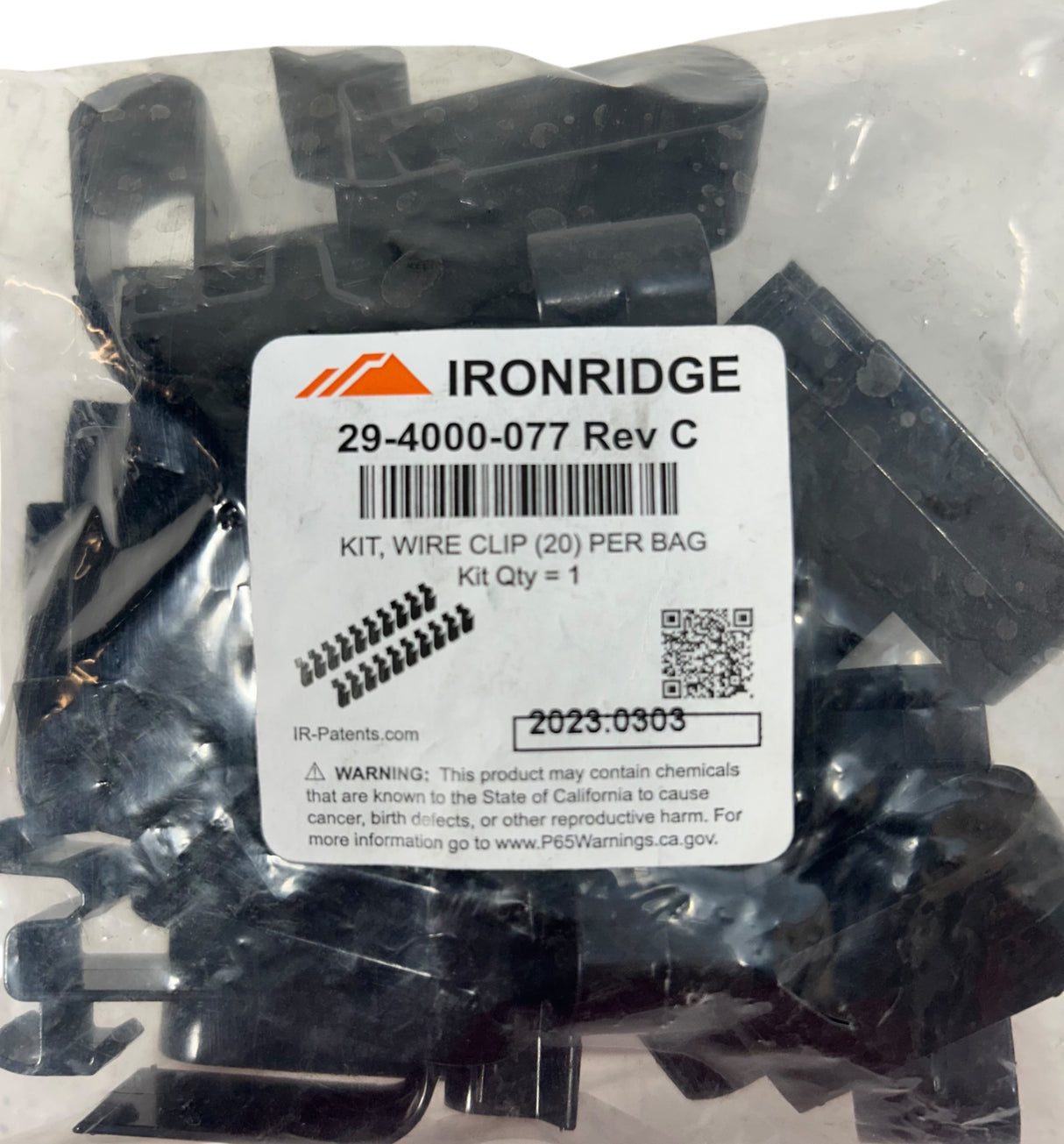 IronRidge, 29‑4000‑077, Wire Clips for XR Rails, Rev C, (Bag of 20) - Image 1