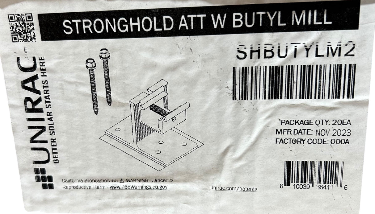 Unirac Stronghold Attachment — Butyl Seal, Mill Finish (SHBUTYLM2) - Image 1