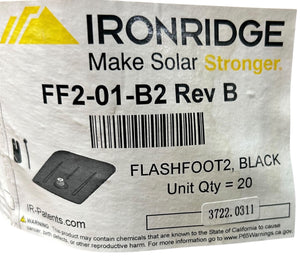 IronRidge FlashFoot2 — Black Roof Attachment, FF2‑01‑B2 Rev B (20 Pack) - Image 1