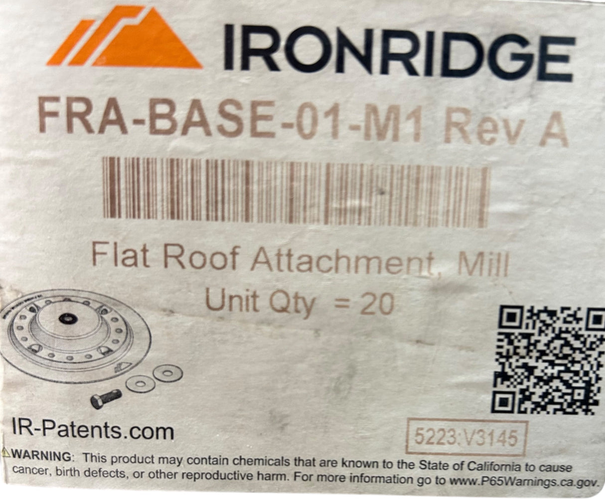IronRidge, FRA‑BASE‑01‑M1, Flat Roof Attachment Base, Cast Aluminum, Rev A - Image 1