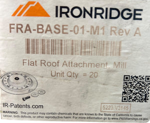 IronRidge, FRA‑BASE‑01‑M1, Flat Roof Attachment Base, Cast Aluminum, Rev A - Image 1