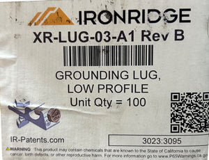 IronRidge XR‑LUG‑03‑A1 — Grounding Lug for XR Rails, Rev B - Image 1