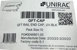Unirac GFT‑CAP — Rail End Caps, Black (10‑Pack) - Image 1