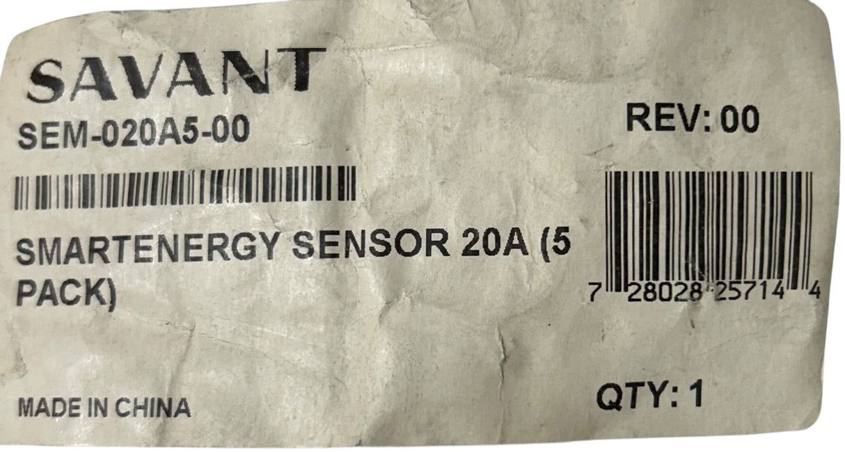 Savant SEM‑020A5‑00 — SmartEnergy 20A Current Sensors (5‑Pack) - Image 1