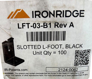 IronRidge LFT‑03‑B1 — Slotted L‑Foot, Black, Rev A (4‑Pack) - Image 1