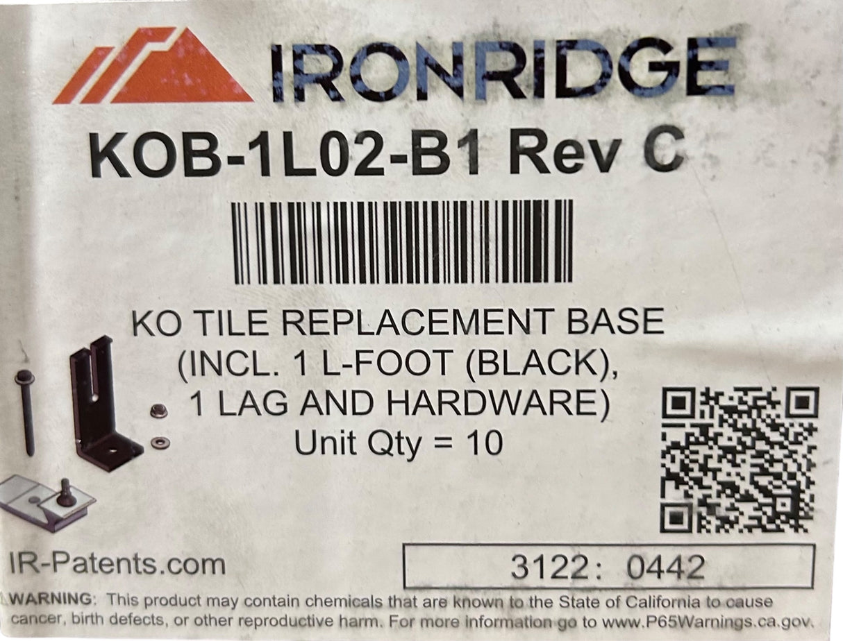 IronRidge KOB‑1L02‑B1 — KO Tile Replacement Base, Rev C - Image 1