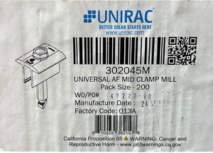 Unirac 302945M — Universal AF Mid Clamp, Mill Finish (Box of 20) - Image 1