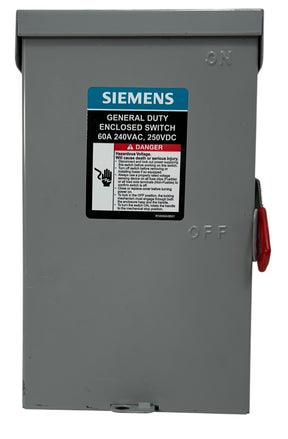 Siemens GF222NRA, 60A 2‑Pole General Duty Fusible Safety Switch, 240V, NEMA 3R Outdoor - Image 1