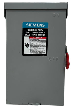 Siemens GF222NRA, 60A 2‑Pole General Duty Fusible Safety Switch, 240V, NEMA 3R Outdoor - Image 1