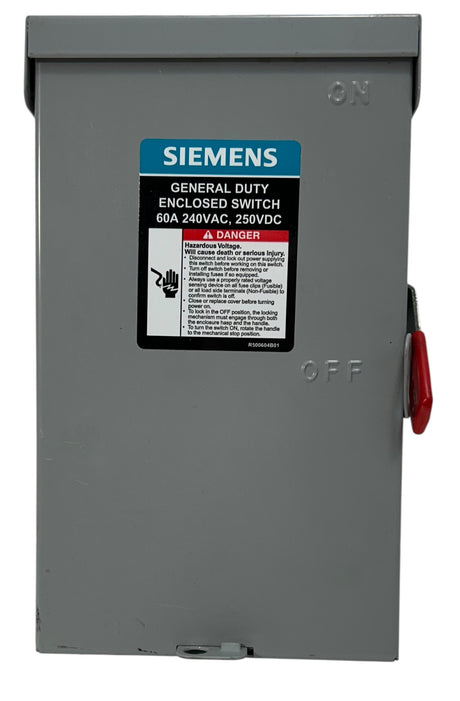 Siemens GF222NRA, 60A 2‑Pole General Duty Fusible Safety Switch, 240V, NEMA 3R Outdoor - Image 1