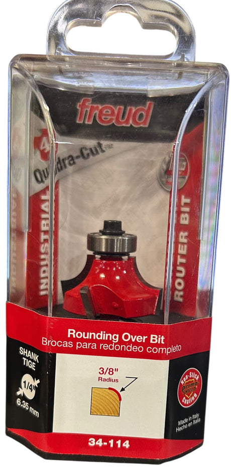 Freud 34‑114 — 3/8" Radius Quadra‑Cut Rounding Over Bit, 1/4" Shank - Image 1