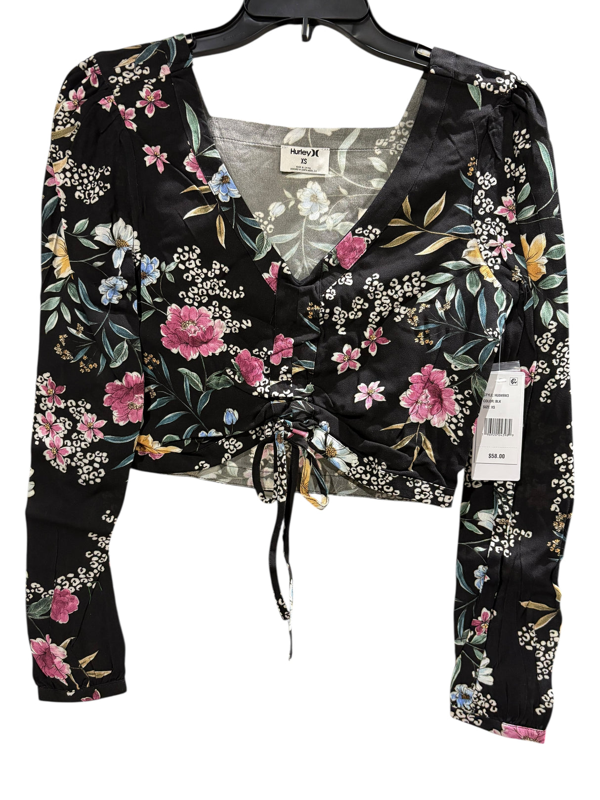 Hurley, Women's, Long Sleeve, Crop Top, Midnight Garden