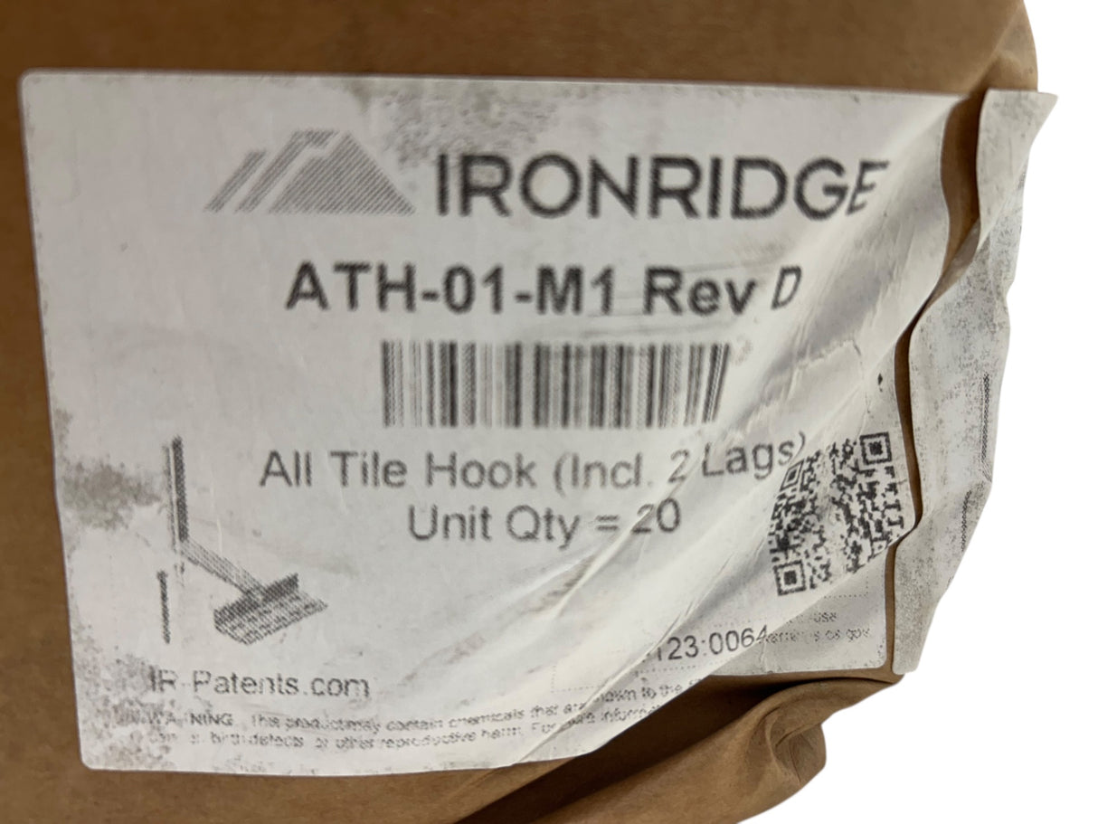 IronRidge ATH‑01‑M1 Rev D — All Tile Hook w/ (2) Lag Bolts - Image 1