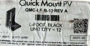 Quick Mount PV, QMC-LF-B-12, Single Slot, L-Foot, w/ Black Finish (12 units) - Image 1