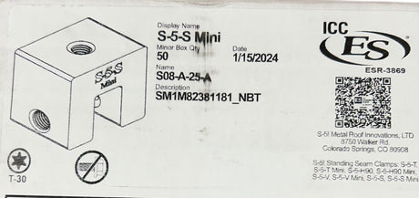 S‑5‑S Mini — Standing Seam Clamp for Snap‑Lock & Machine‑Folded Seams - Image 1