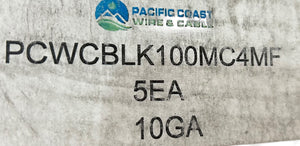 Pacific Coast Wires — 10 AWG PV Wire, Black, 100', MC4 M/F (PCWCBLK100MC4MF) - Image 1