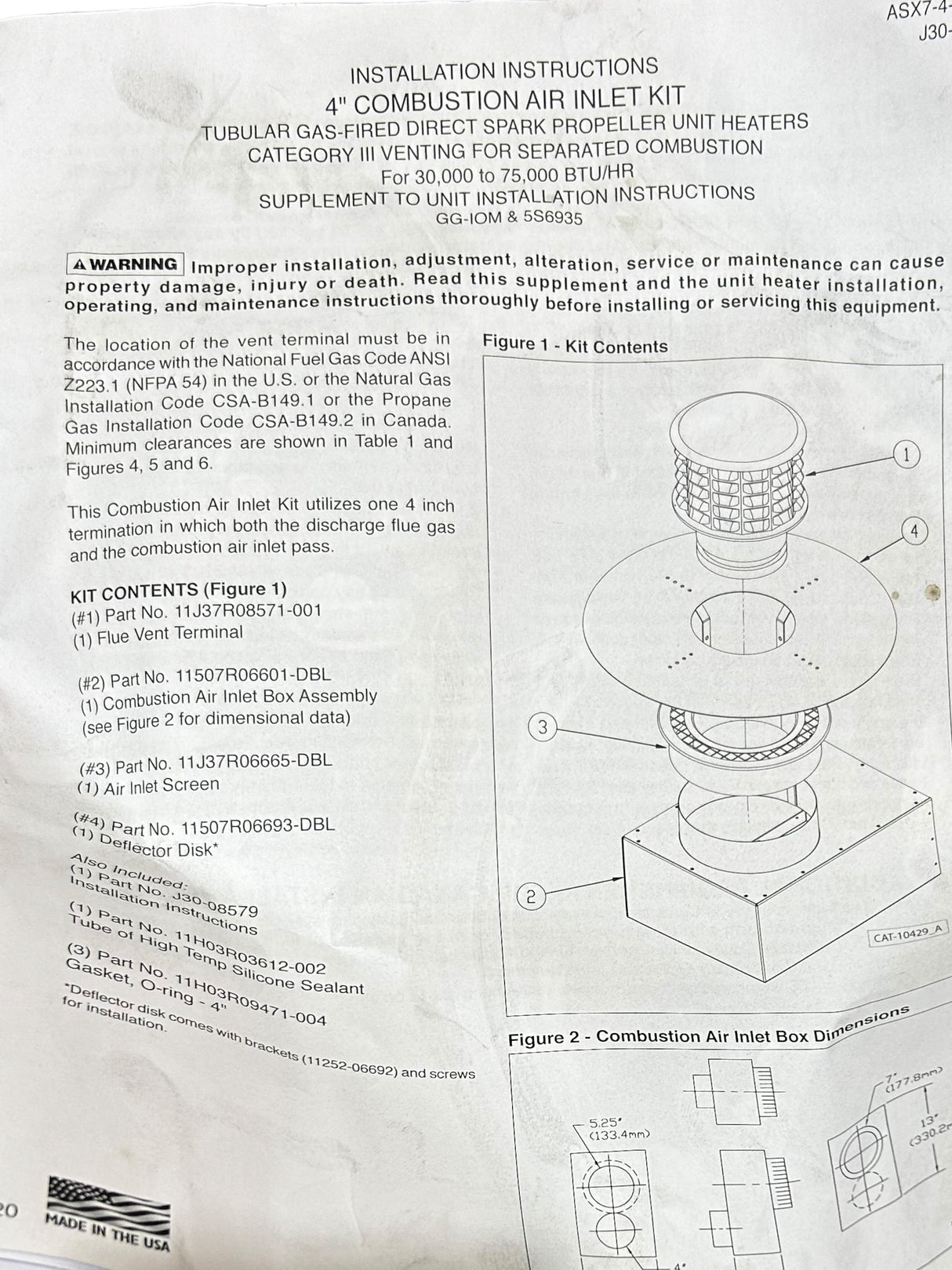 Sterling, AS-X7-4, Combustion Air Inlet Kit, 4" - FreemanLiquidators - [product_description]