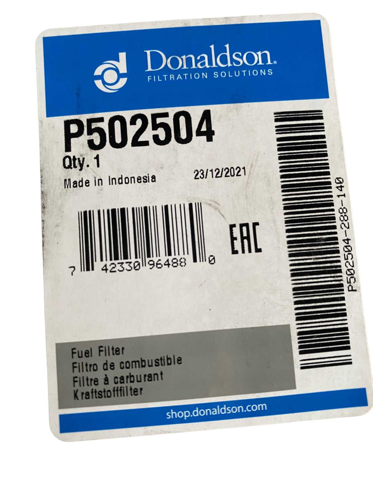 Donaldson, P502504, Spin-On, Fuel Filter - FreemanLiquidators - [product_description]